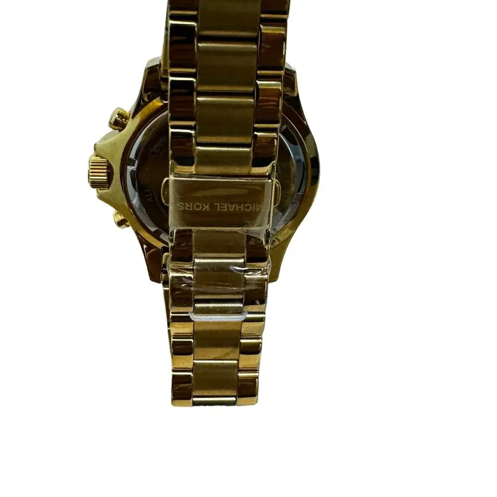 Michael Kors Everest Chronograph Gold Tone 42MM Turquoise Baguette Watch